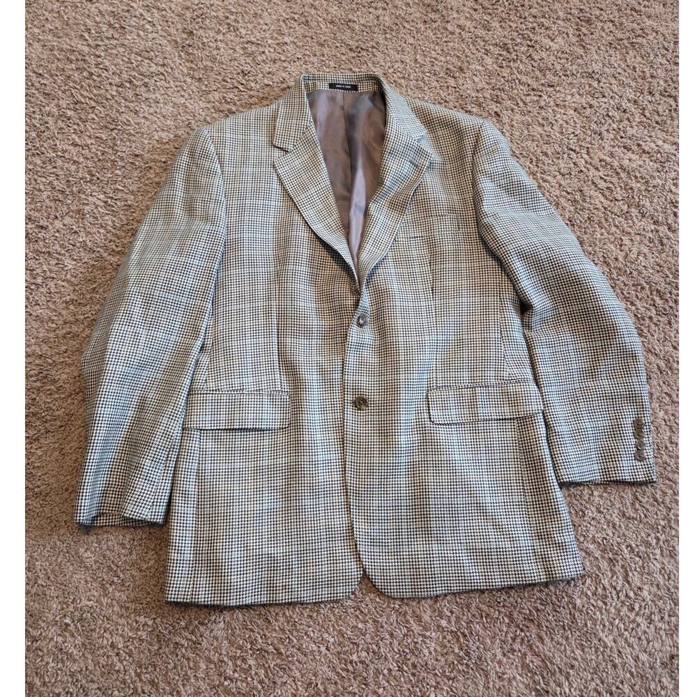 ralph ralph Lauren silk blend sport coat houndstooth plaid 2 button 44R